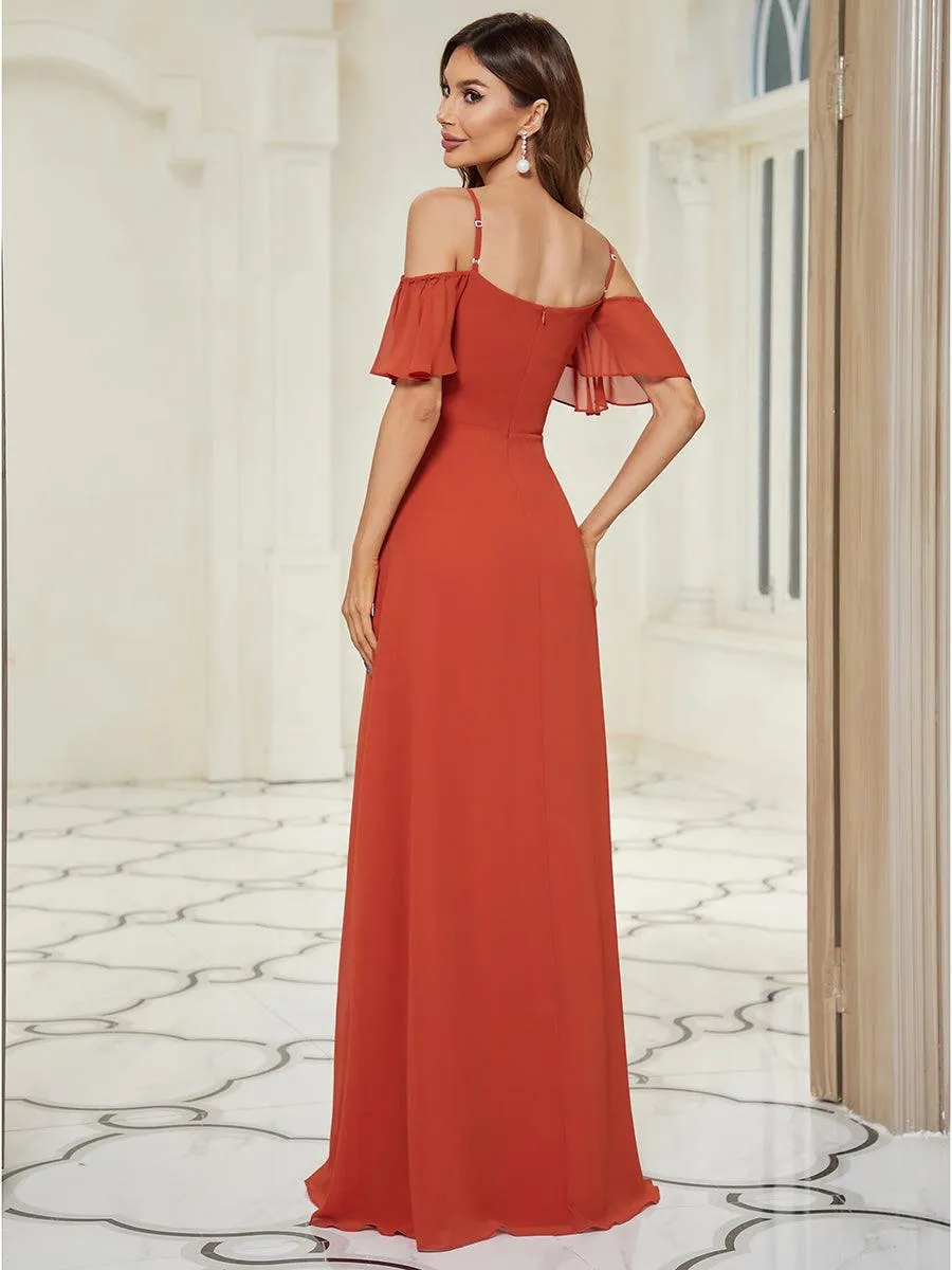 Robe Demoiselle d'Honneur sexy à épaules dénudées et à encolure en V
