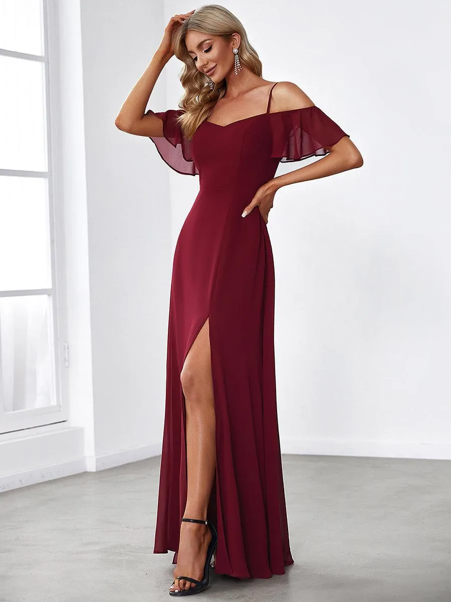 Robe Demoiselle d'Honneur sexy à épaules dénudées et à encolure en V
