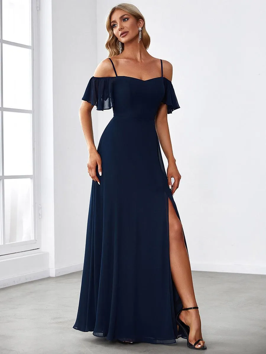 Robe Demoiselle d'Honneur sexy à épaules dénudées et à encolure en V