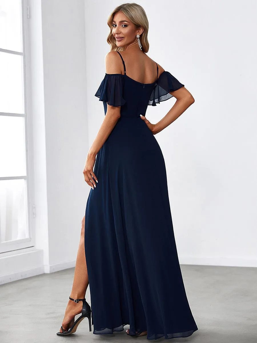 Robe Demoiselle d'Honneur sexy à épaules dénudées et à encolure en V