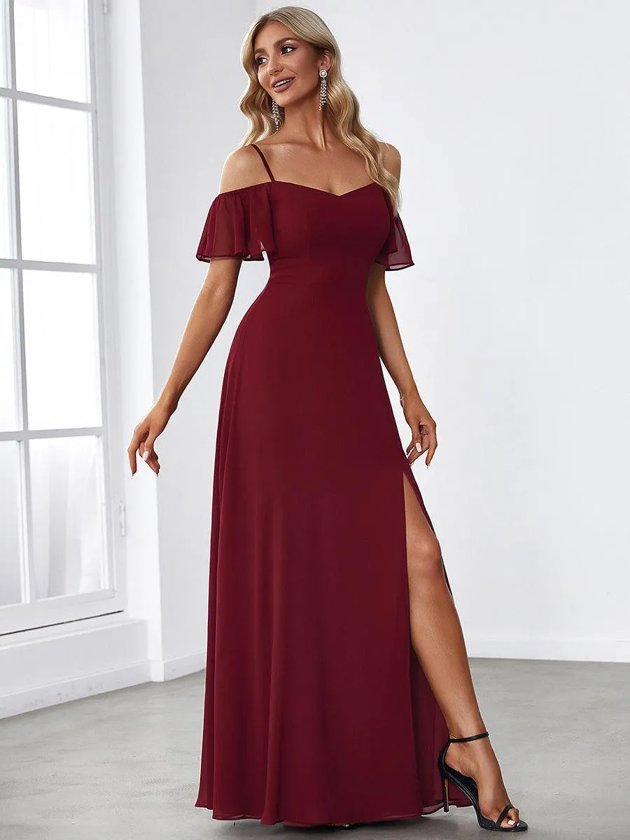 Robe Demoiselle d'Honneur sexy à épaules dénudées et à encolure en V