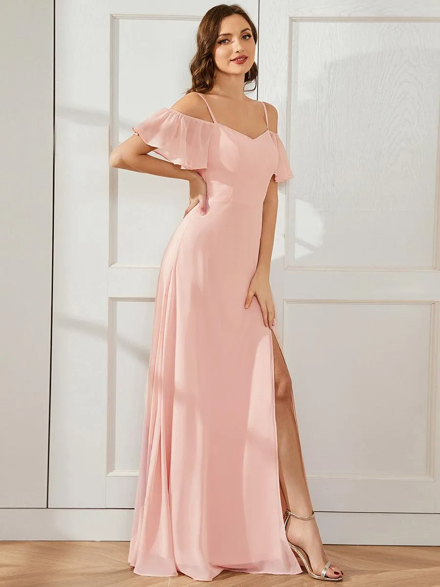 Robe Demoiselle d'Honneur sexy à épaules dénudées et à encolure en V