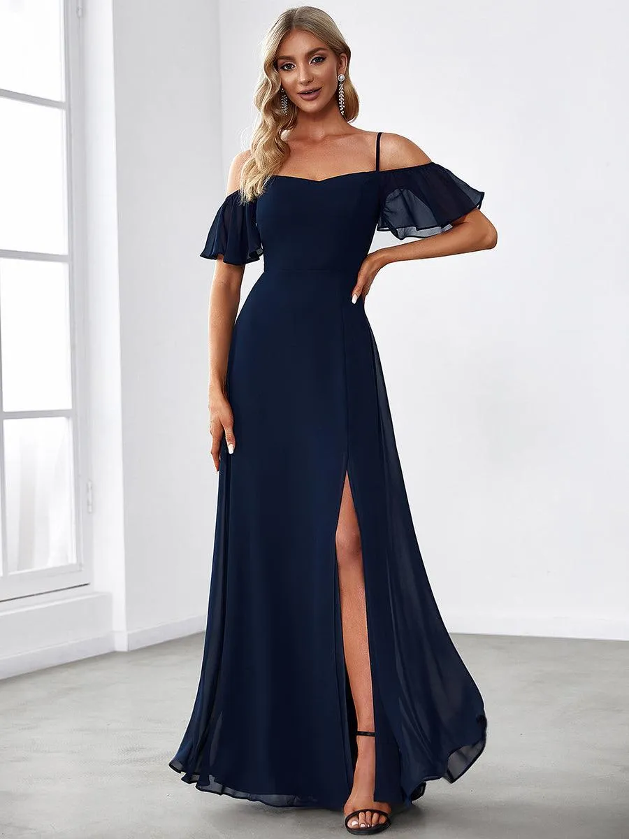 Robe Demoiselle d'Honneur sexy à épaules dénudées et à encolure en V