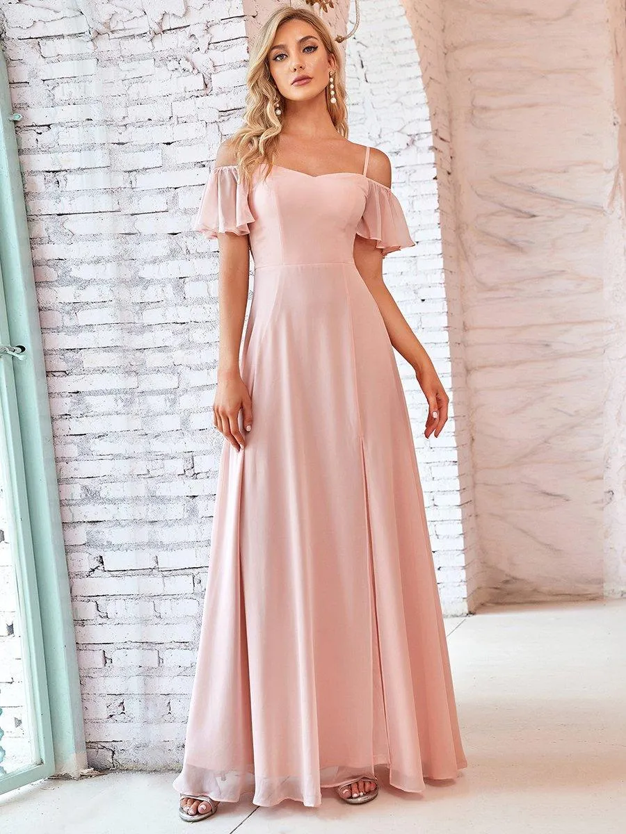 Robe Demoiselle d'Honneur sexy à épaules dénudées et à encolure en V