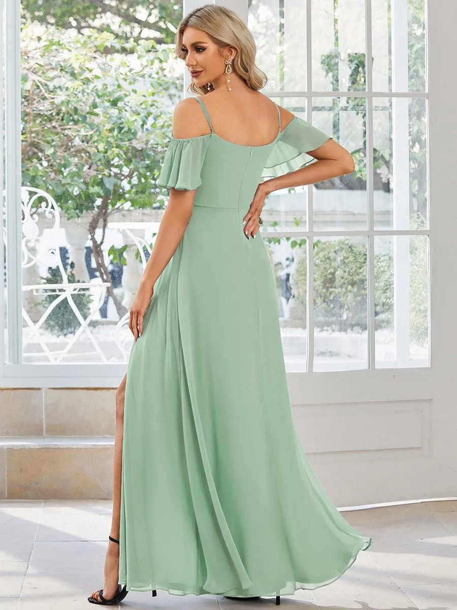 Robe Demoiselle d'Honneur sexy à épaules dénudées et à encolure en V