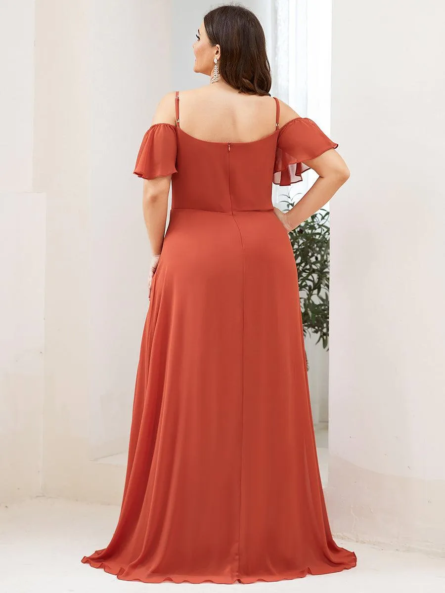 Robe Demoiselle d'Honneur sexy à épaules dénudées et à encolure en V