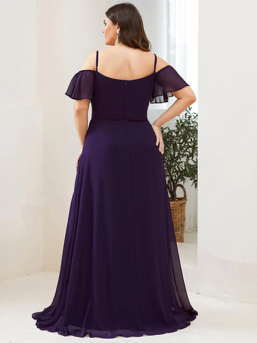 Robe Demoiselle d'Honneur sexy à épaules dénudées et à encolure en V