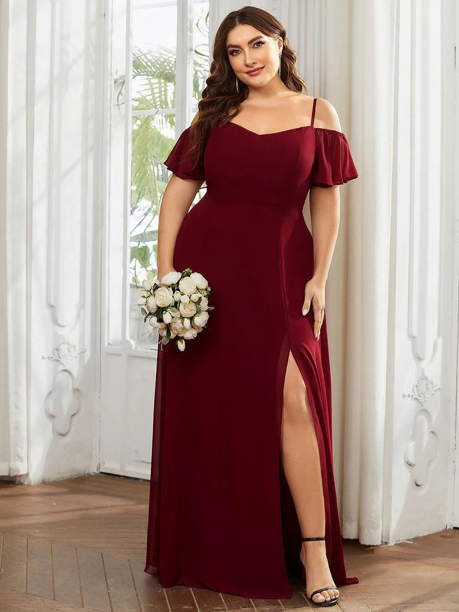 Robe Demoiselle d'Honneur sexy à épaules dénudées et à encolure en V