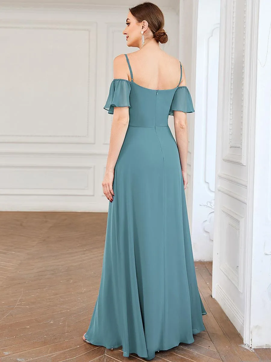 Robe Demoiselle d'Honneur sexy à épaules dénudées et à encolure en V