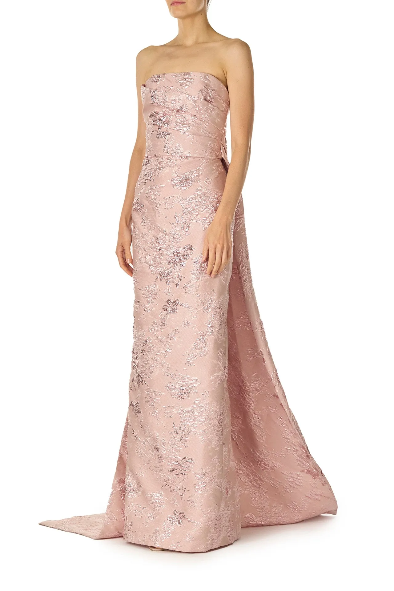 Rosé Metallic Column Gown
