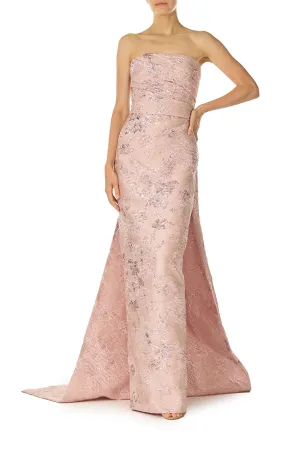 Rosé Metallic Column Gown