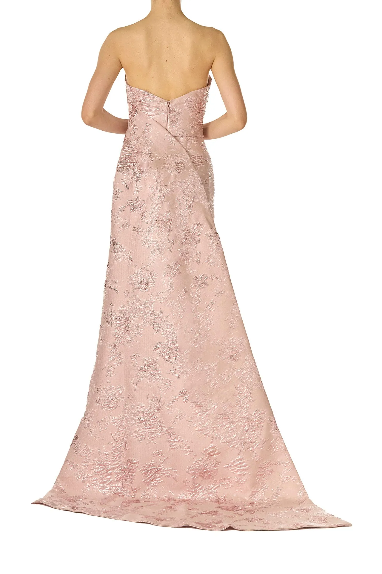 Rosé Metallic Column Gown