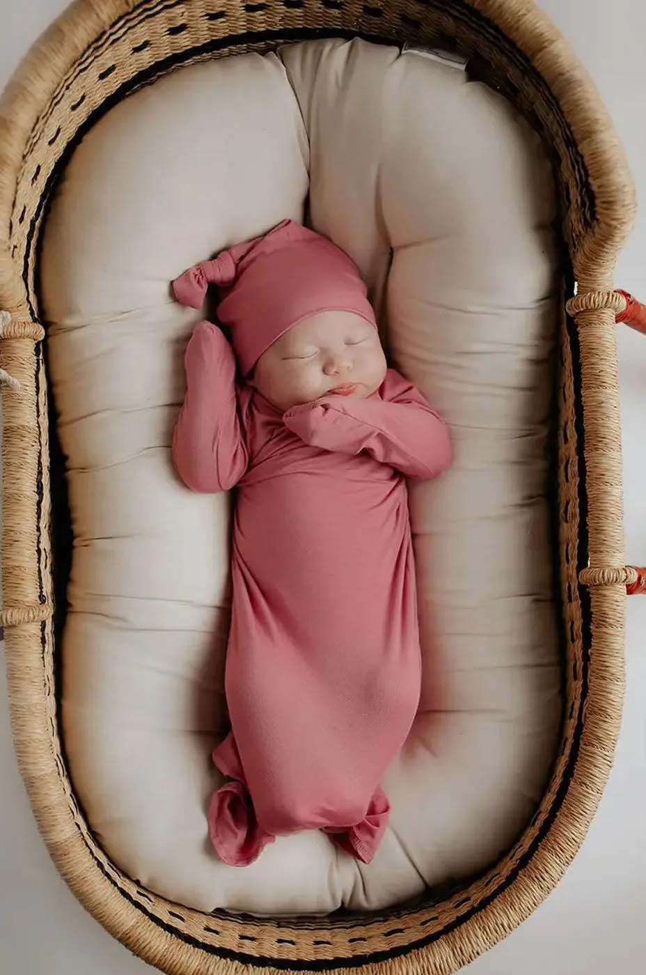 Rose Pink Newborn Knotted Gown Set