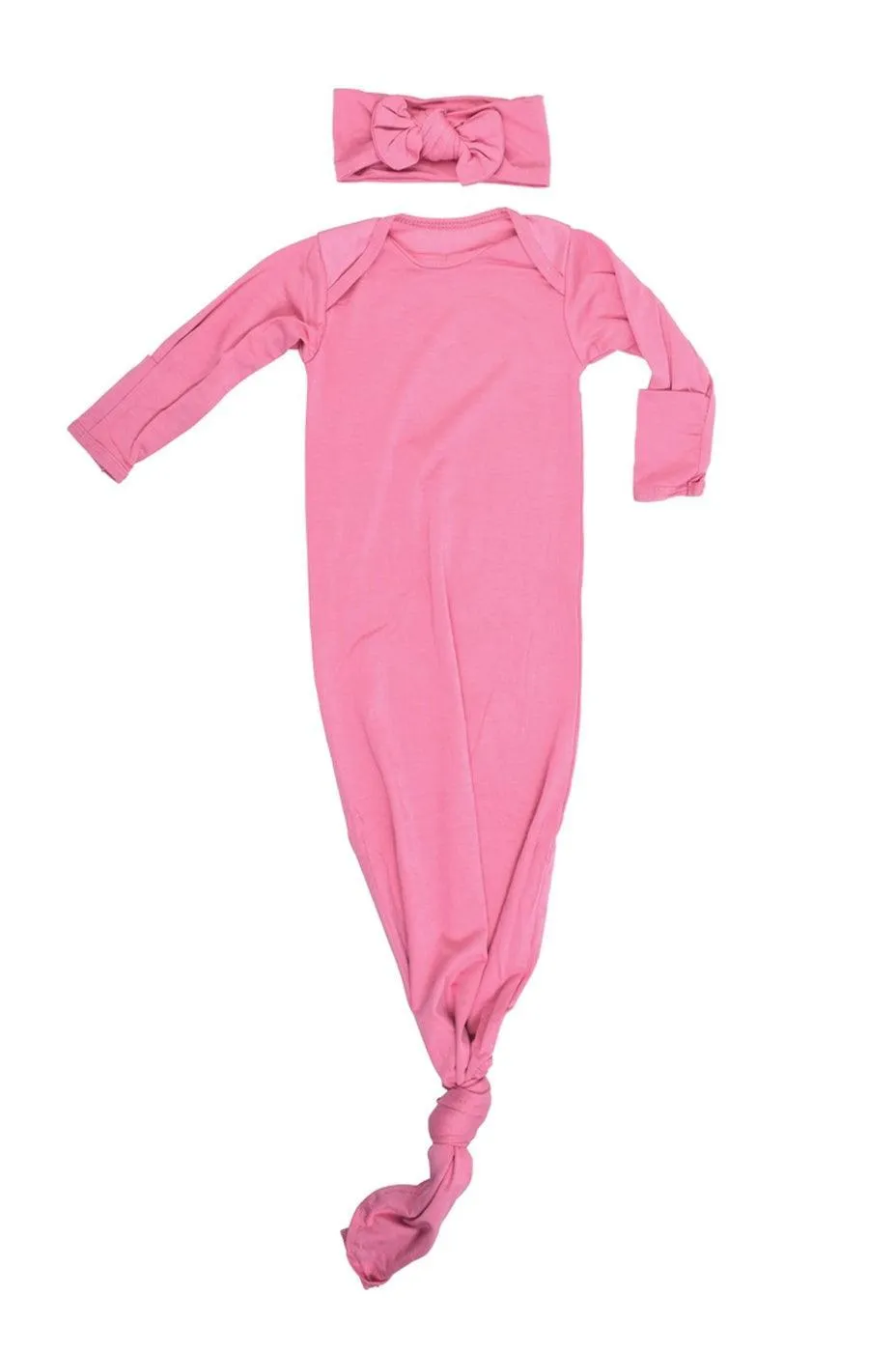 Rose Pink Newborn Knotted Gown Set