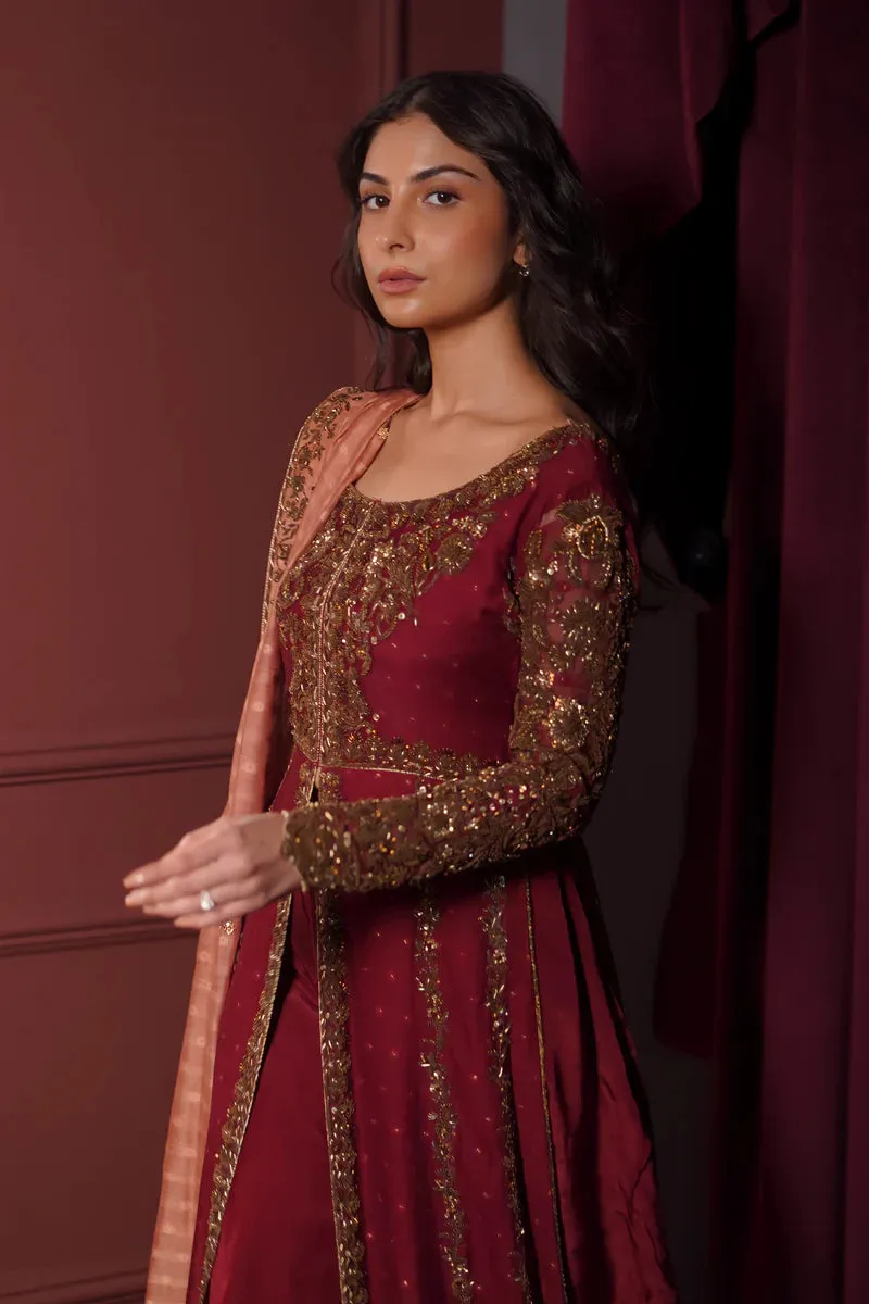 ROSE RED KALIDAAR WEDDING FORMAL