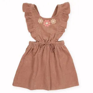 Rose Taupe Cord Ruffle Pinafore