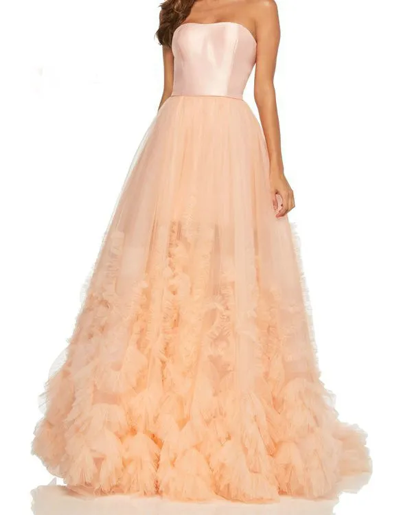 Royal Blue Tulle Ruffles Prom Dresses Sexy Strapless Long Prom Gowns Party Dress New Arrival