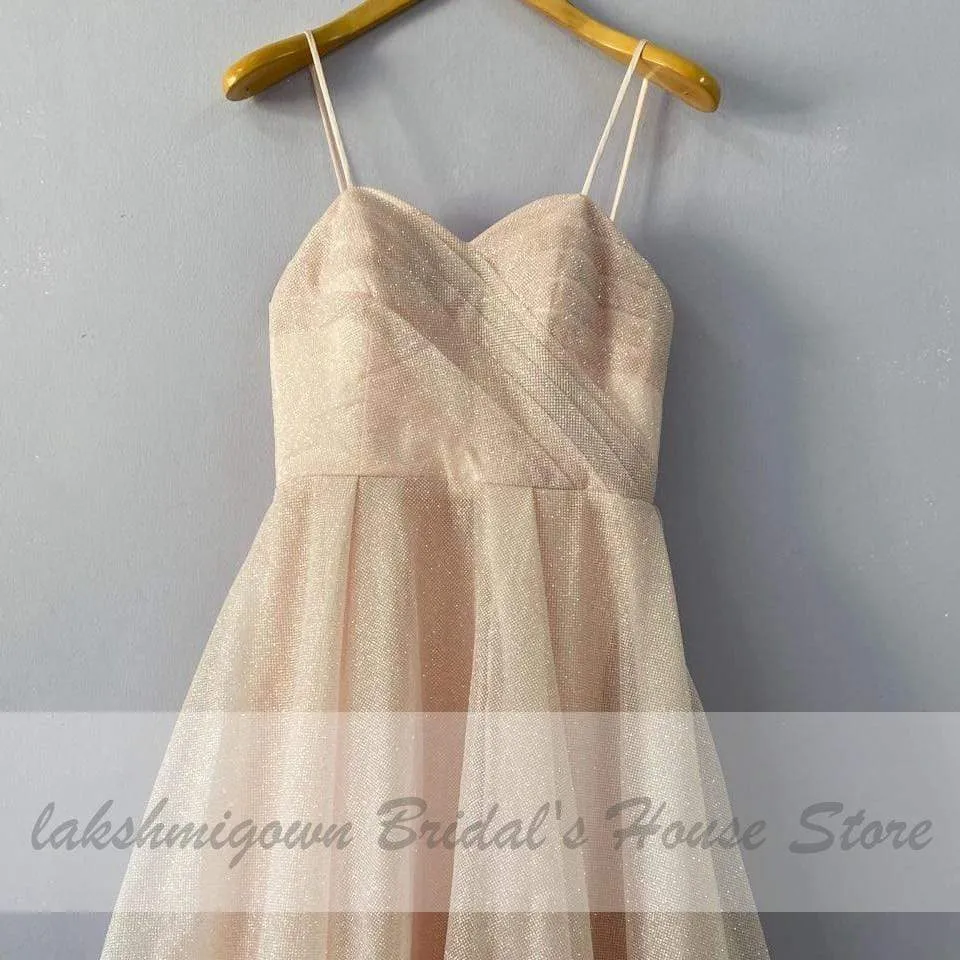 Roycebridal Glitter Tulle Blush Pink Wedding Dresses Off the Shoulder