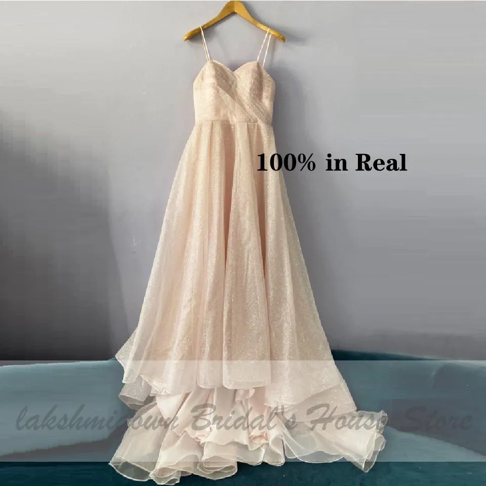 Roycebridal Glitter Tulle Blush Pink Wedding Dresses Off the Shoulder