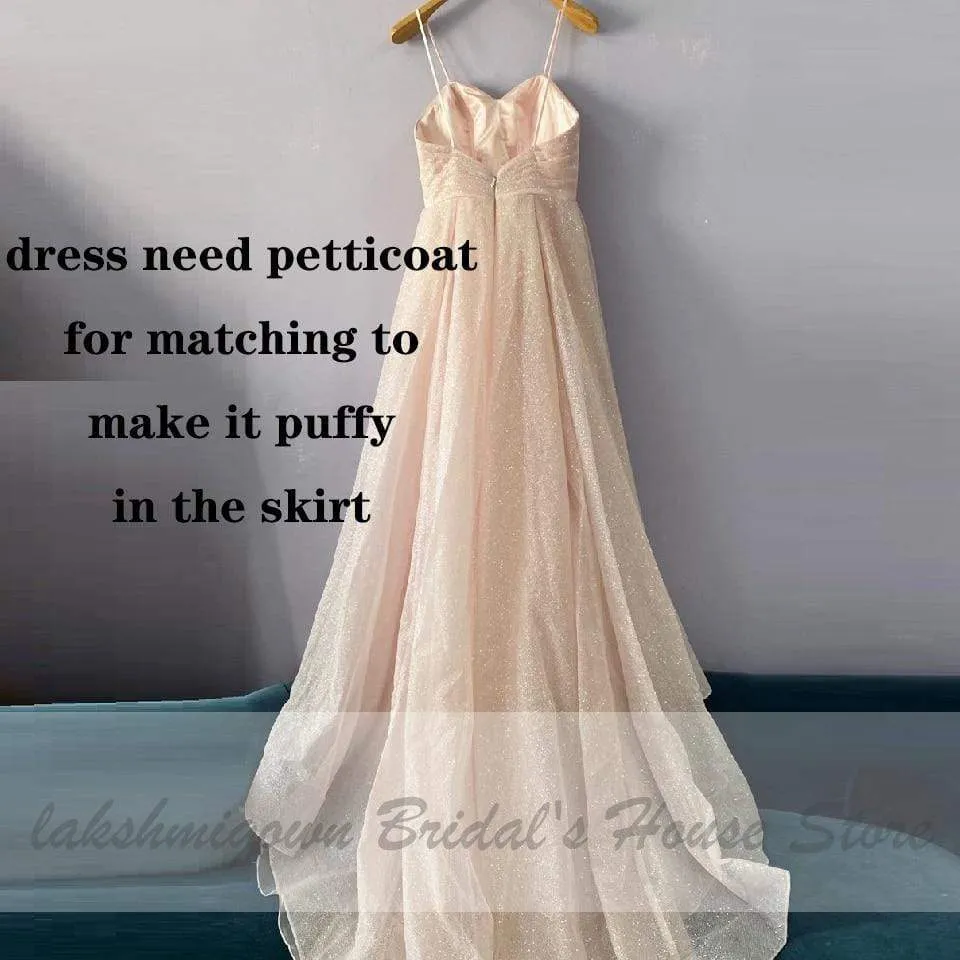 Roycebridal Glitter Tulle Blush Pink Wedding Dresses Off the Shoulder