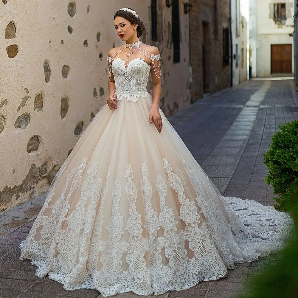 Roycebridal Lace Princess Ball Gown Wedding Dresses