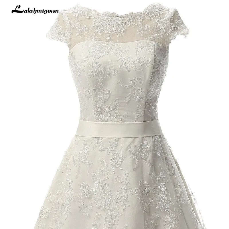 Roycebridal Lakshmigown Vintage Short Wedding Dress Knee-Length Lace Bridal Gow A Line Bridal Gowns vestido de noiva