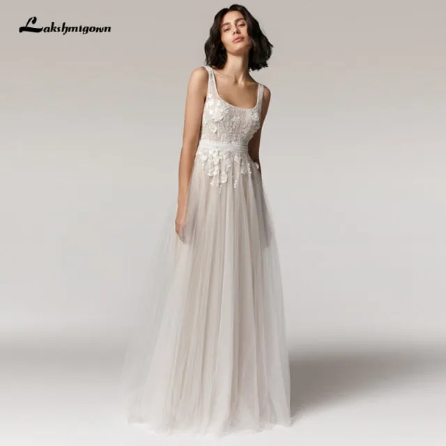 Roycebridal Vintage Lace Wedding Dress Beach Summer  Vestito da Donna V Neck Sexy Bohemian Bridal Dress Backless