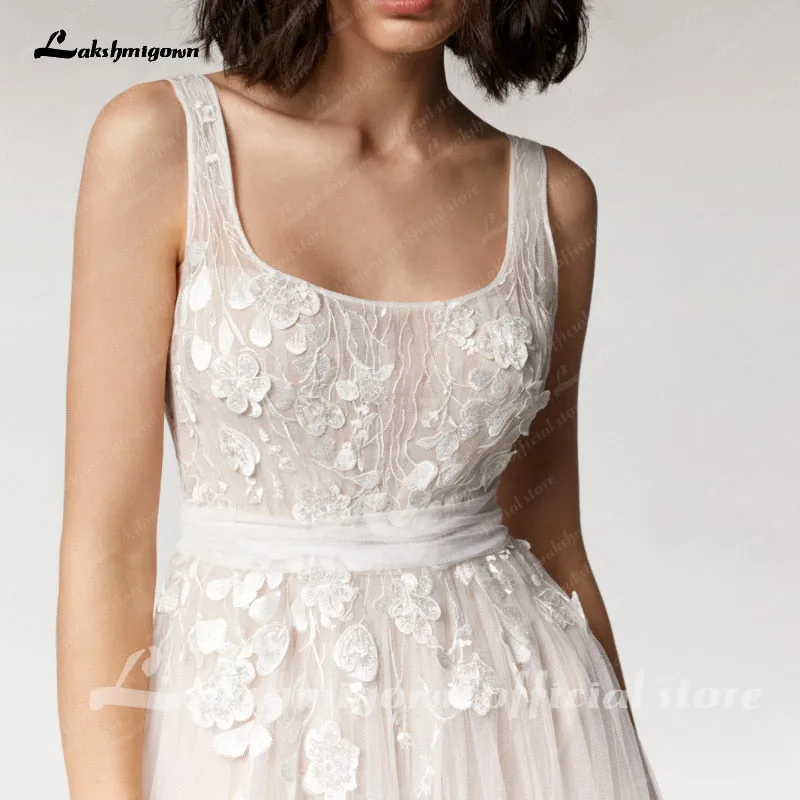 Roycebridal Vintage Lace Wedding Dress Beach Summer  Vestito da Donna V Neck Sexy Bohemian Bridal Dress Backless