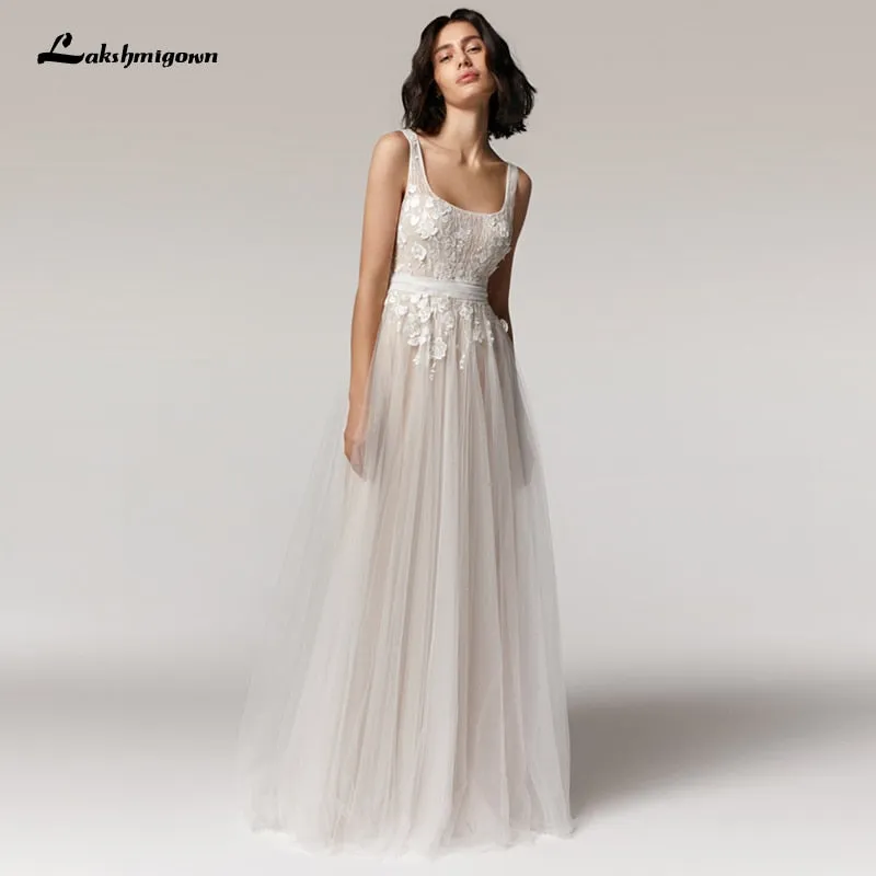 Roycebridal Vintage Lace Wedding Dress Beach Summer  Vestito da Donna V Neck Sexy Bohemian Bridal Dress Backless