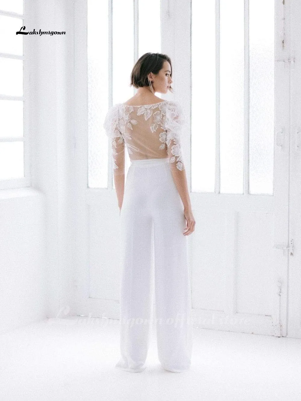 Roycebridal White Wedding Jumpsuit Beach Wedding Dresses