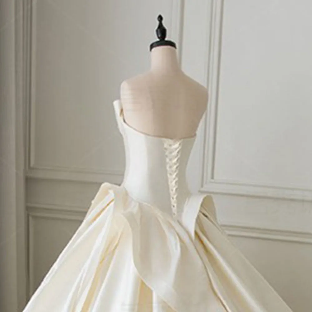 Satin Ball Gown Wedding Dress With Pleat