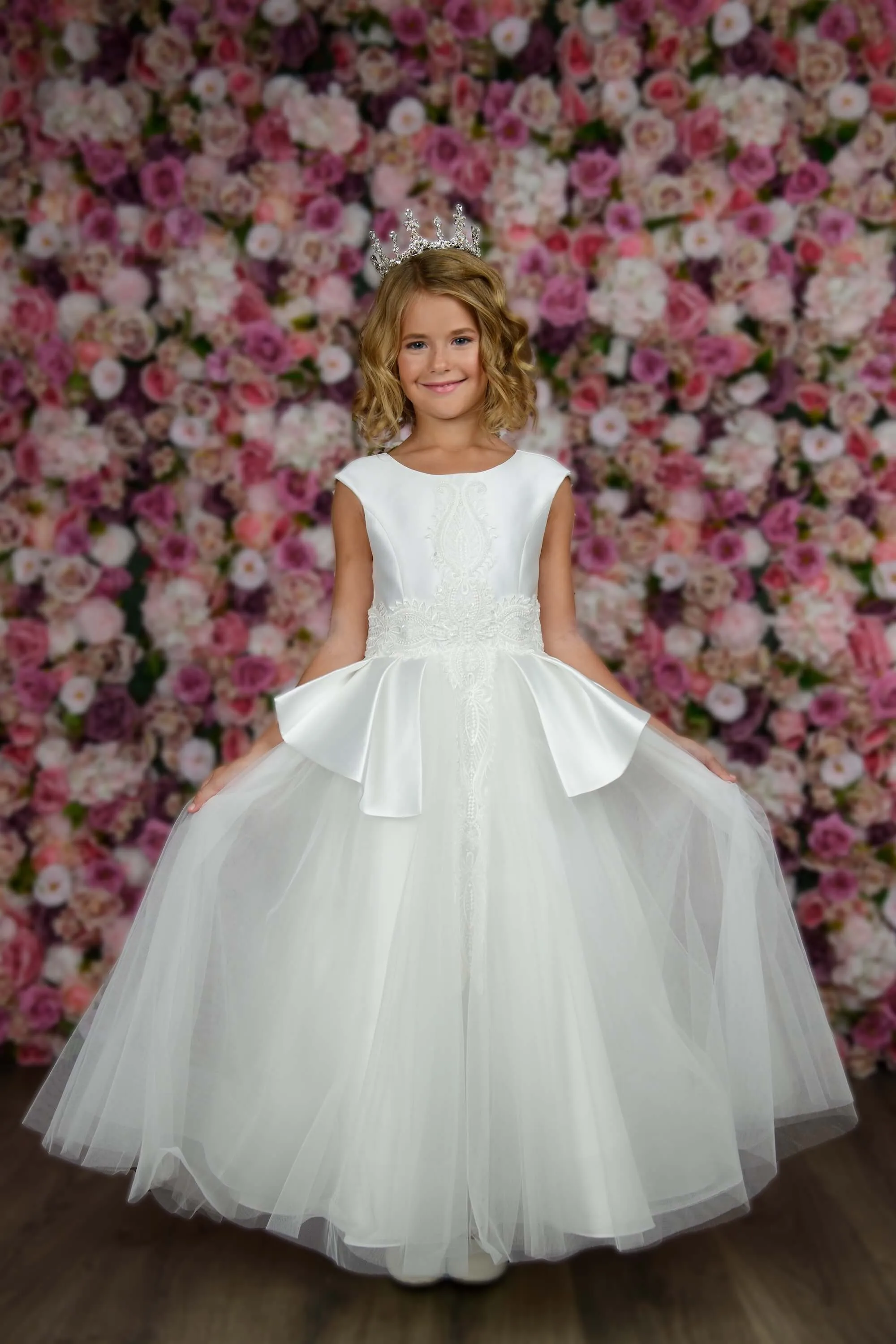 Satin Lace Tulle Dress Z3032