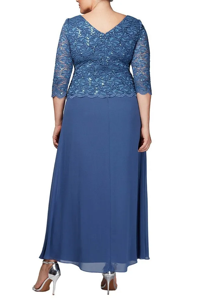 Scalloped Lace and Chiffon Gown