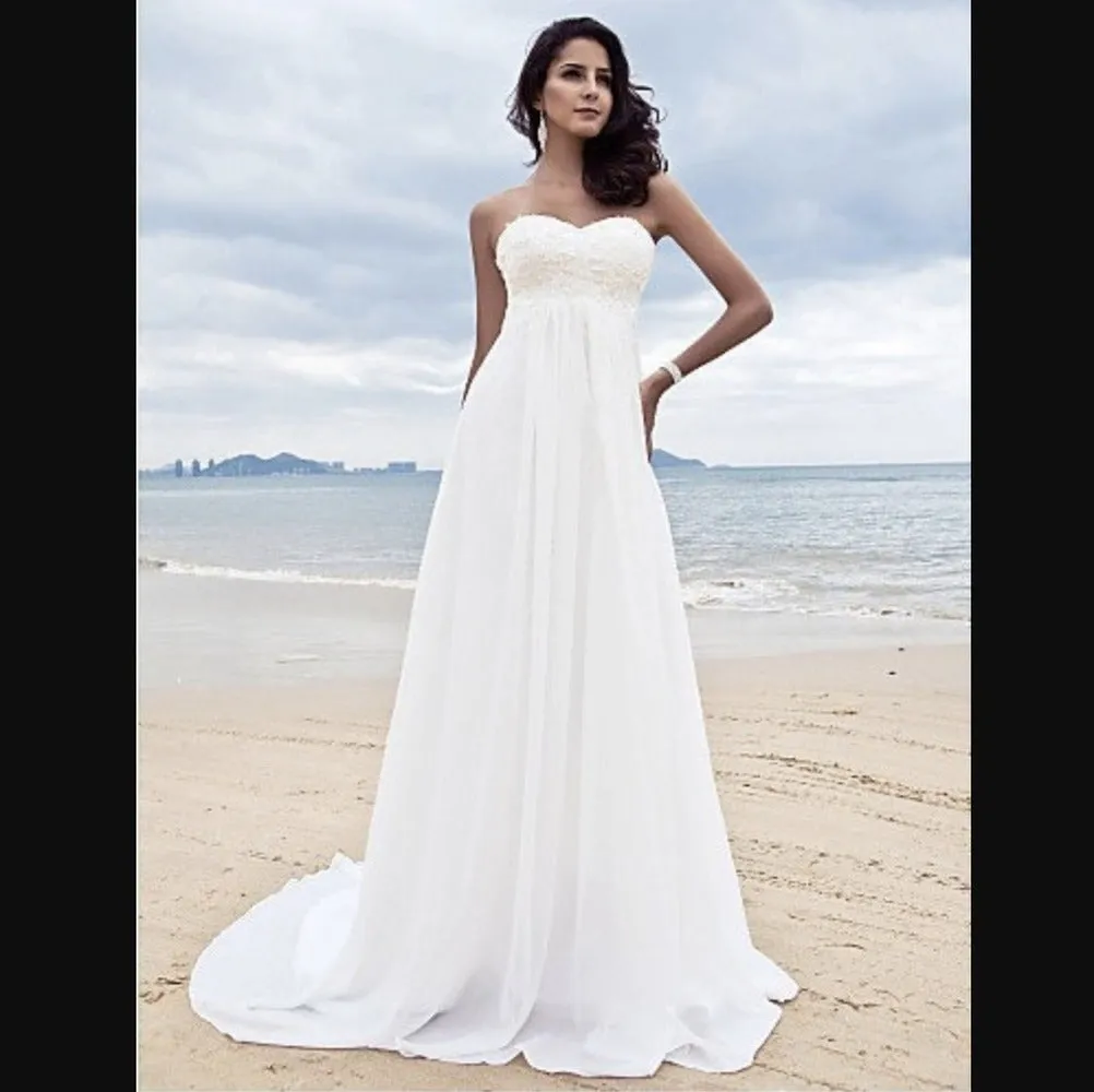 sd-hk White Wedding Gowns Strapless Floor-Length Bride Dress Plus Size