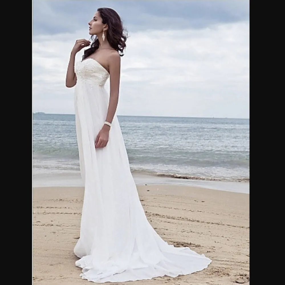 sd-hk White Wedding Gowns Strapless Floor-Length Bride Dress Plus Size