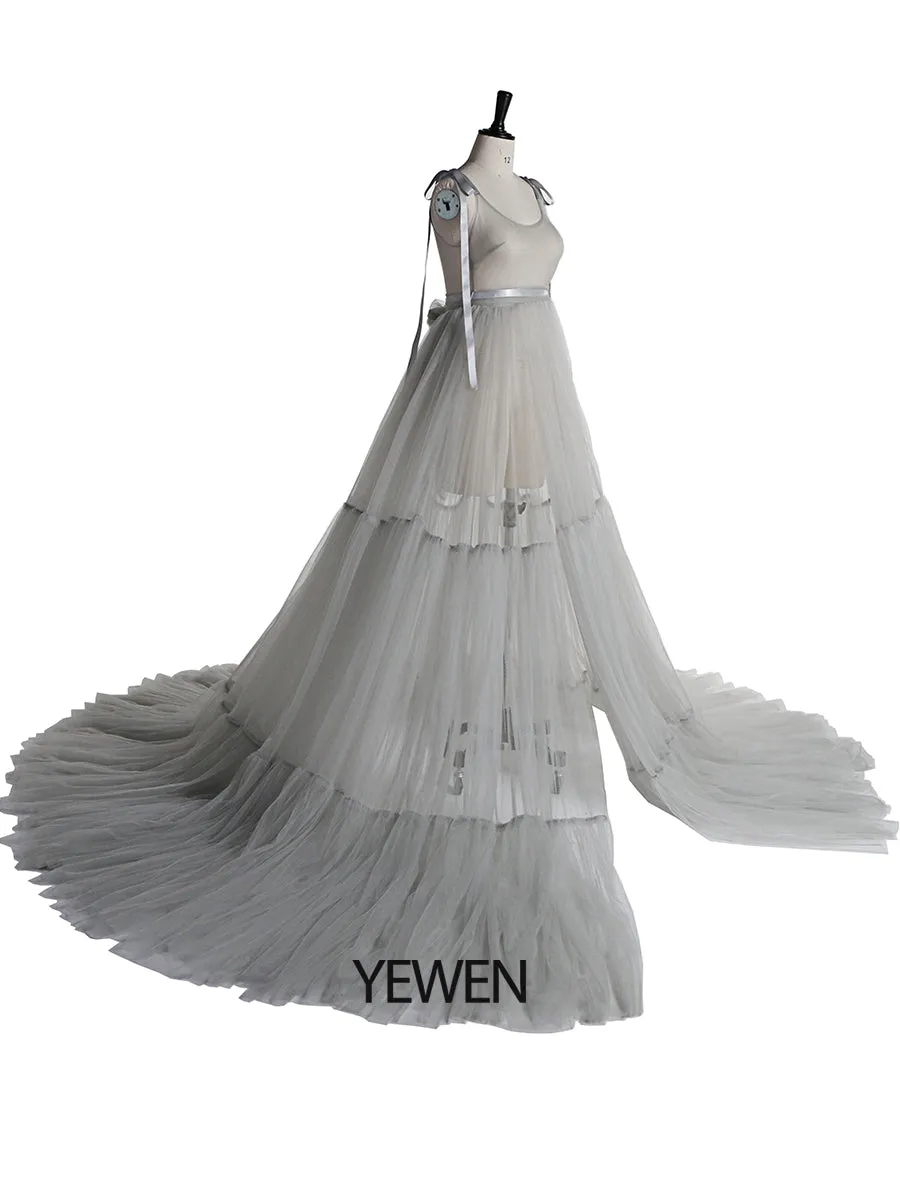 See Through Sexy Maternity Gowns Spaghetti Sleeve Front Slit Big Skirt Maternity Dress for Photoshoot /Baby Shower