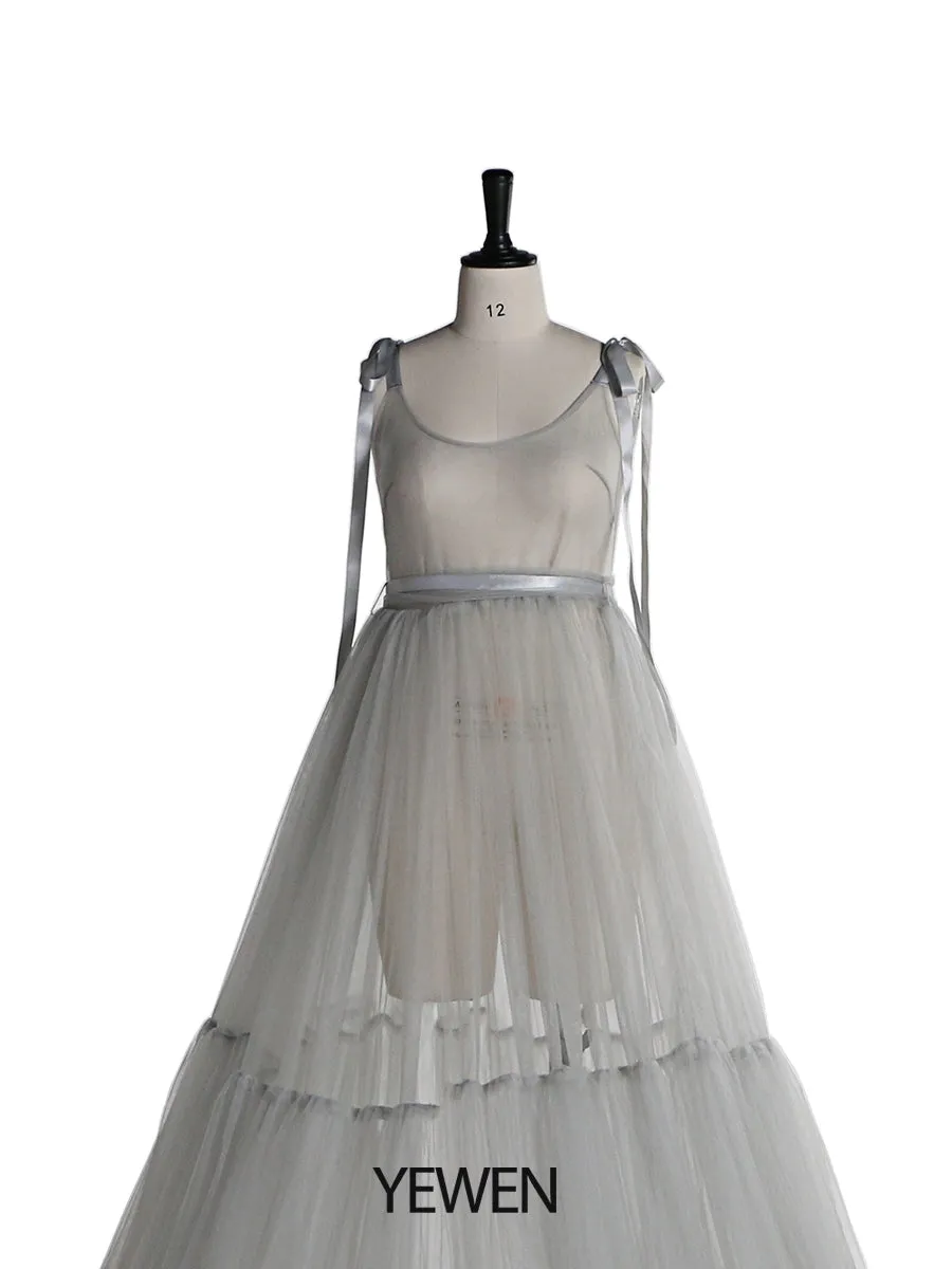 See Through Sexy Maternity Gowns Spaghetti Sleeve Front Slit Big Skirt Maternity Dress for Photoshoot /Baby Shower
