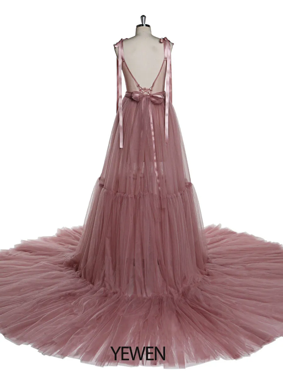See Through Sexy Maternity Gowns Spaghetti Sleeve Front Slit Big Skirt Maternity Dress for Photoshoot /Baby Shower