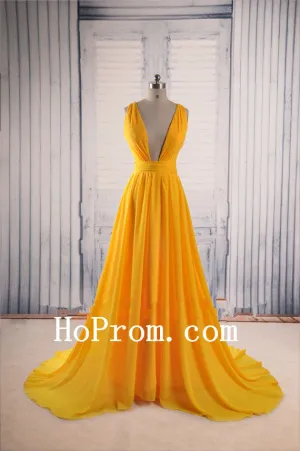 Sexy Chiffon Prom Dresses,Yellow Prom Dress,Evening Dresses