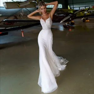 Sexy Elegant Long Backless Bridal Gowns