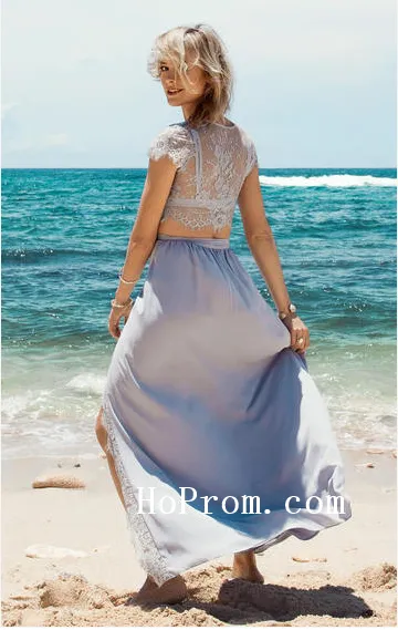 Sexy Grey Prom Dresses,Lace Prom Dress,Evening Dress