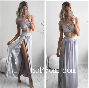 Sexy Grey Prom Dresses,Lace Prom Dress,Evening Dress