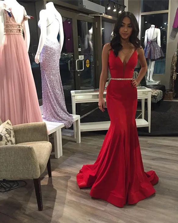 Sexy Mermaid Prom Dresses Deep V-Neck Elegant Long Prom Party Gowns 2021 New