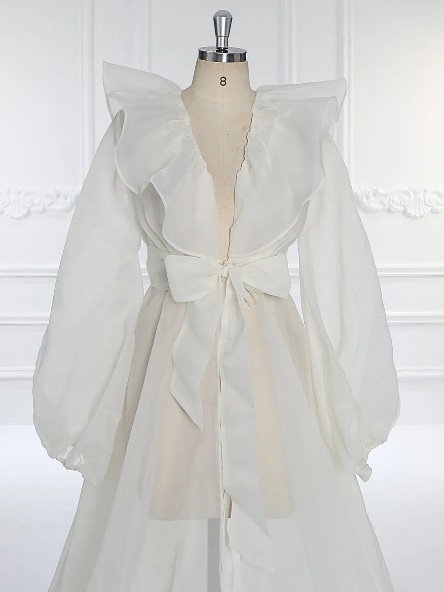 Silk Organza Puffy Sleeves Maternity Dress for Photo Shoots Boho Photography Dress YW231095