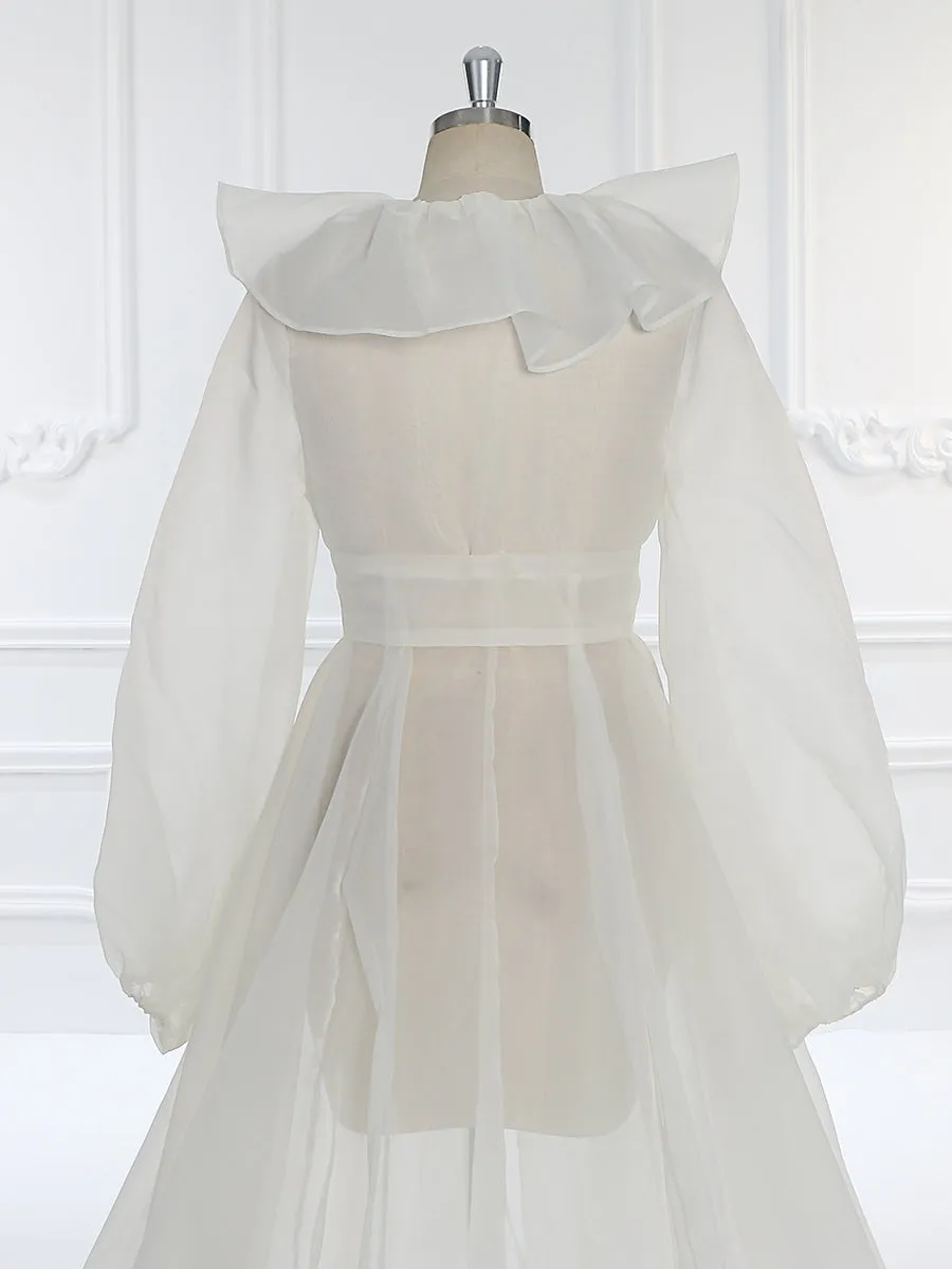 Silk Organza Puffy Sleeves Maternity Dress for Photo Shoots Boho Photography Dress YW231095