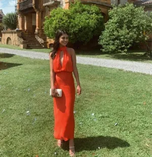 Simple orange evening dresses, long prom dress     fg3057