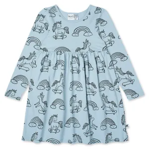 Skating Unicorns Dress -Light Blue