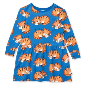 Sleepy Tigers Dress - Dark Blue