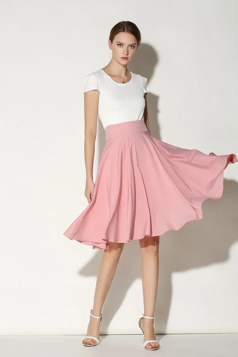 Solid High Waist Skirt