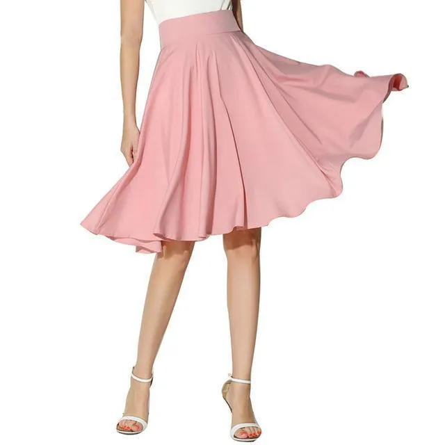 Solid High Waist Skirt